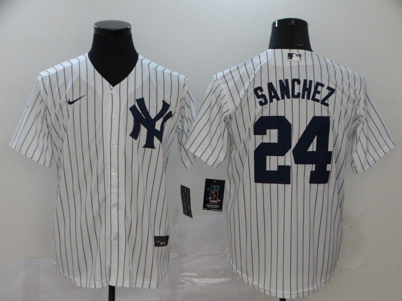 Men New York Yankees #24 Sanchez White Nike Game MLB Jerseys->new york yankees->MLB Jersey